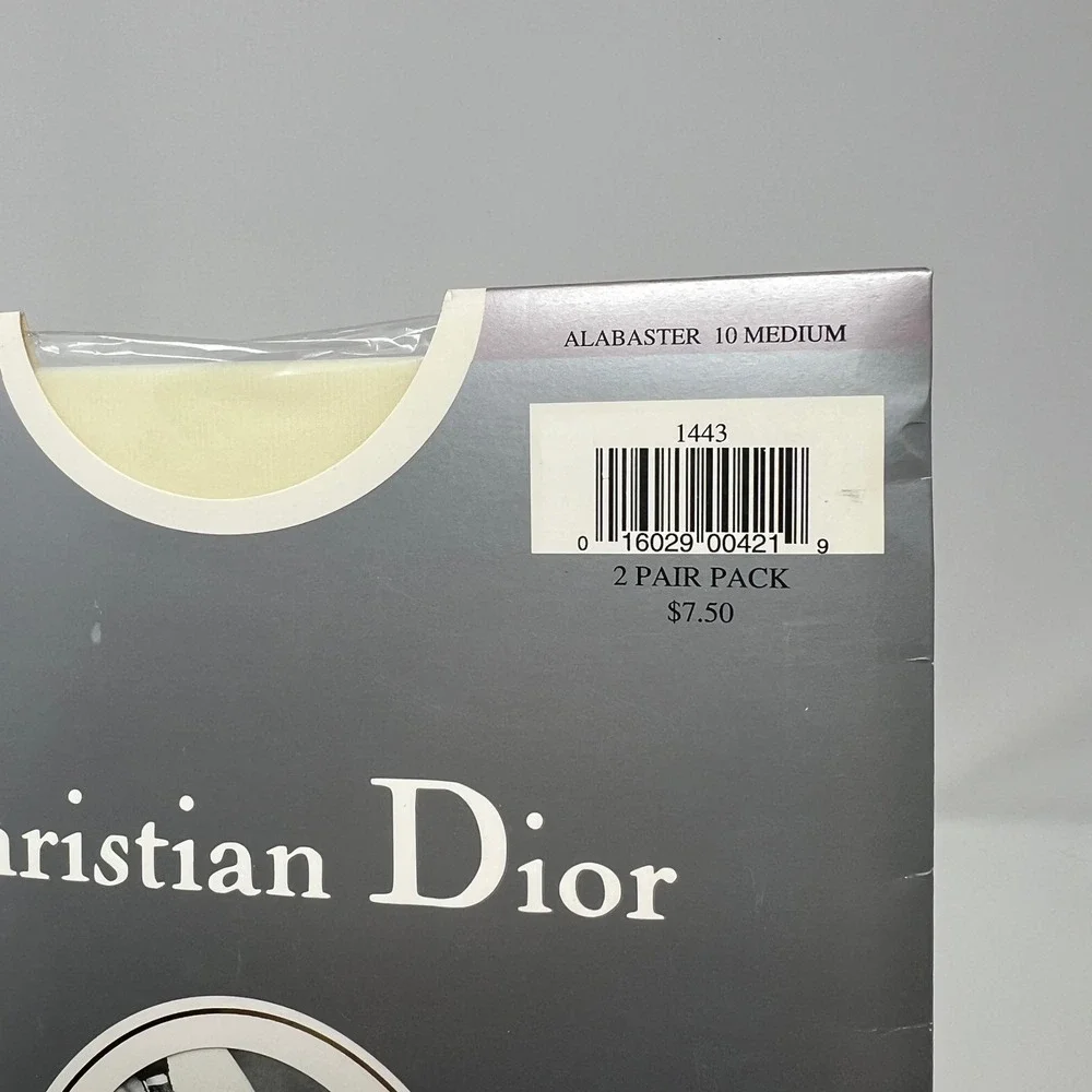 VTG Christian Dior Diorissimo 1443 Ultra Sheer Stockings Alabaster M 10 NOS